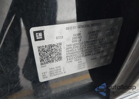 2019 Chevrolet Colorado Wt z USA, uszkodzony, nr VIN 1GCGSBEA9K1110676